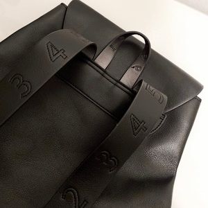 Black Zara Basic Collection Faux Leather Backpack Shoulderbag Numbers Travel Bag